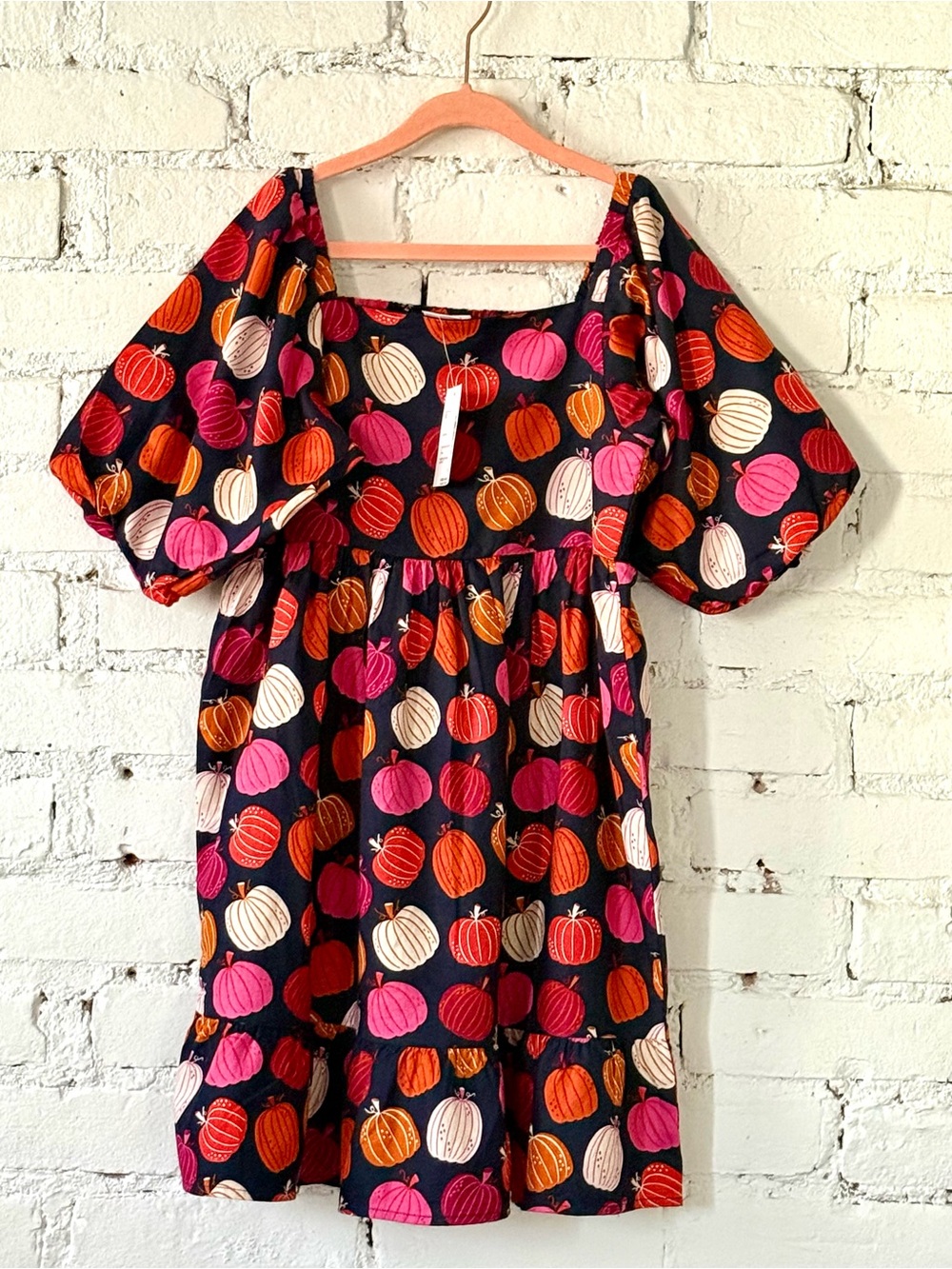 Gymboree Pumpkin Print Puff Sleeve Dress Size 10 NWT